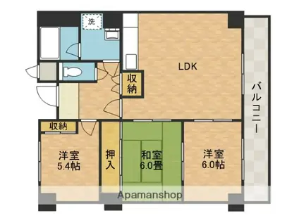 ファミール若園(3LDK/3階)の間取り写真
