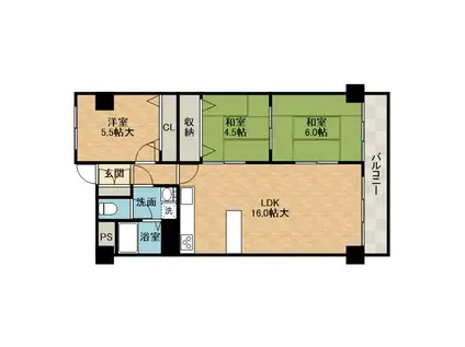 阪急南茨木ハイタウン東奈良高層 A棟(3LDK/5階)の間取り写真