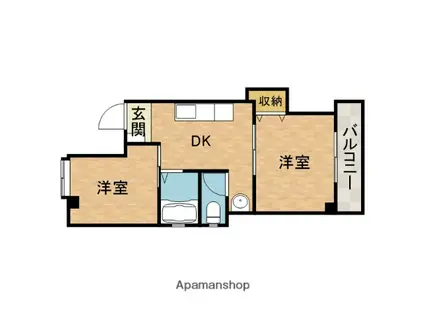 ハイツ雅Ⅱ(2DK/2階)の間取り写真