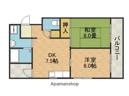 麻田レインボーハイツ(2DK/4階)の間取り写真