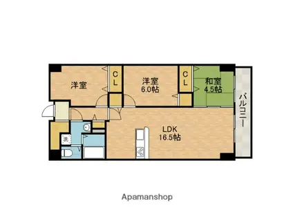 朝日プラザ千里北 C棟(3LDK/4階)の間取り写真