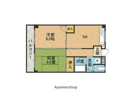 ホワイトピア中西(2DK/3階)の間取り写真