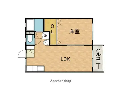 ブライトン24MIDDLE棟(1LDK/1階)の間取り写真