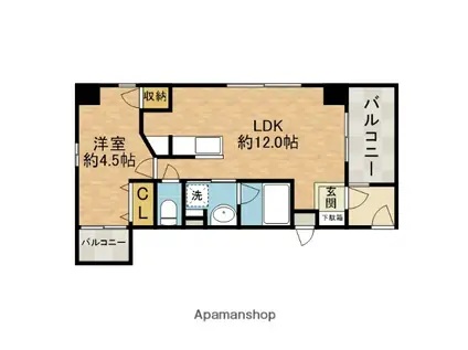 ヴィラコントゥール(1LDK/6階)の間取り写真