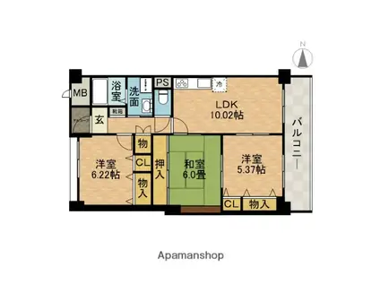 カモミール・ブラン(3LDK/6階)の間取り写真