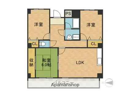 サンハート南茨木(3LDK/3階)の間取り写真