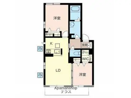 豊川モリハイツ B棟(2LDK/1階)の間取り写真