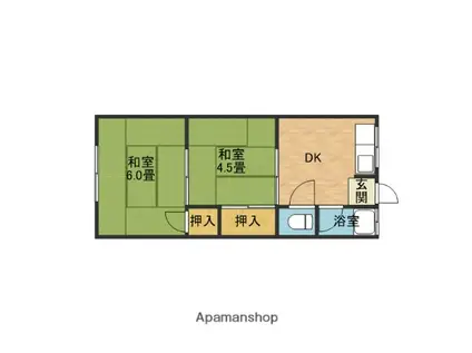 第2山野文化(2DK/1階)の間取り写真