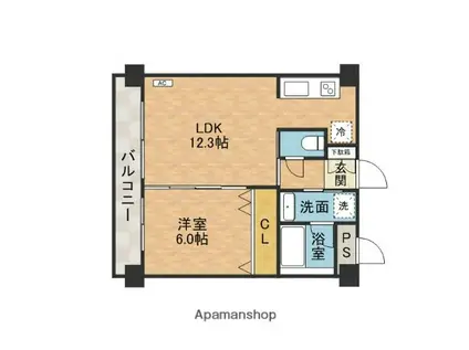 SUIRENTHERA イースト(1LDK/2階)の間取り写真