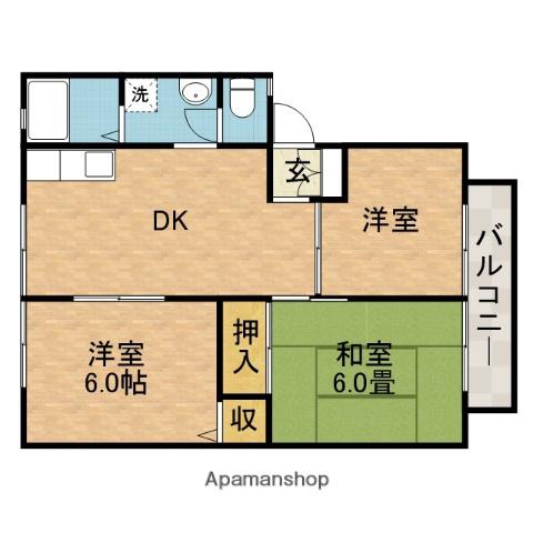 サンビレッヂ新和B棟(3DK/1階)の間取り写真