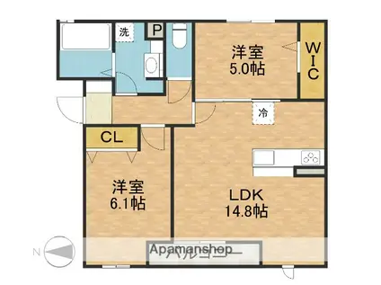 MI SOIR・CITRON PLUME MI SOIR(2LDK/1階)の間取り写真