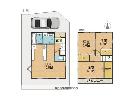 阪急電鉄京都線 茨木市駅 徒歩19分 2階建 築6年(3LDK)の間取り写真