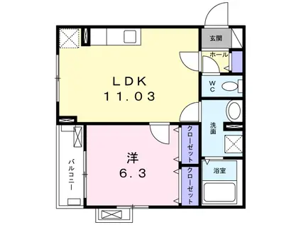 M.GRACE(1LDK/3階)の間取り写真