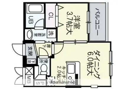 ラ・ボンボニエール(1DK/1階)の間取り写真