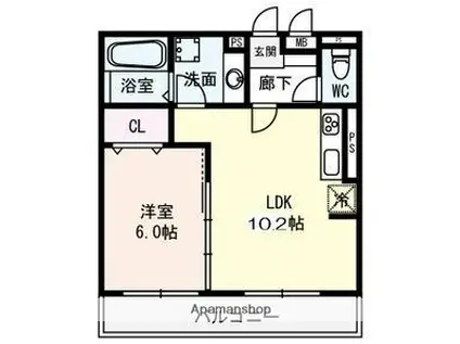 アルペンローゼ(1LDK/2階)の間取り写真