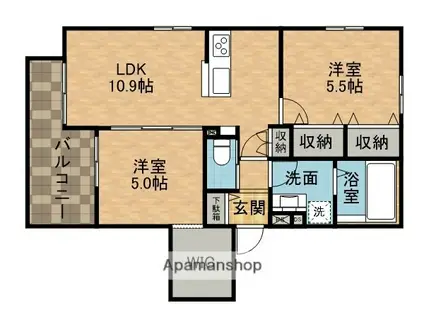 クレスト青葉丘(2LDK/3階)の間取り写真