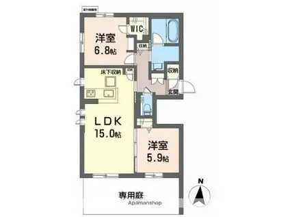 シャーメゾン 若園(2LDK/1階)の間取り写真