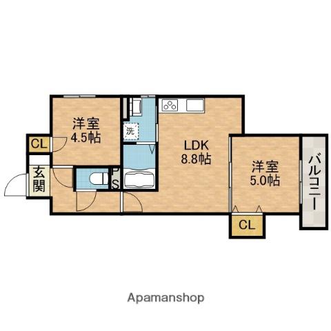 クリエオーレ一津屋1(2LDK/3階)の間取り写真
