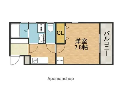 プルメリア東正雀(1K/1階)の間取り写真