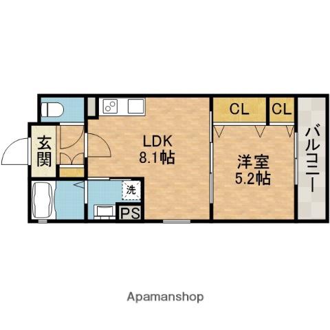 ラモーナ一津屋Ⅰ(1LDK/3階)の間取り写真
