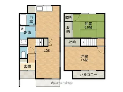 貸テラスハウス(2LDK)の間取り写真