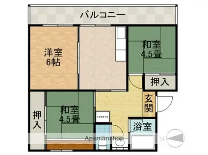 メゾン東茨木(3DK/4階)の間取り写真