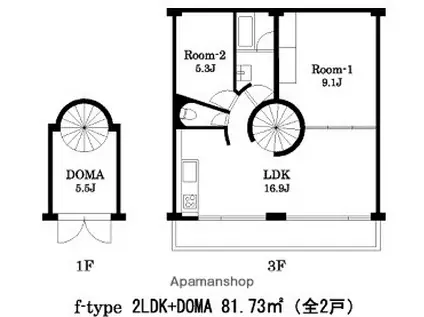 CURVA(2SLDK/3階)の間取り写真