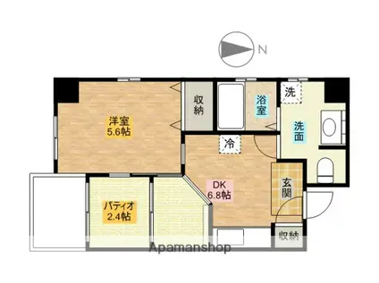 ラ・リジェール(1SDK/4階)の間取り写真