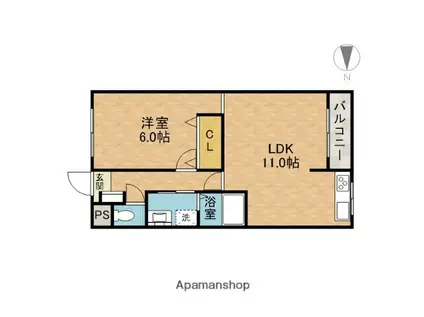 コーポ望月2棟(1LDK/2階)の間取り写真
