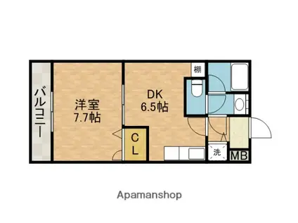 ベル・プレアリー高槻Ⅰ番館(1DK/2階)の間取り写真