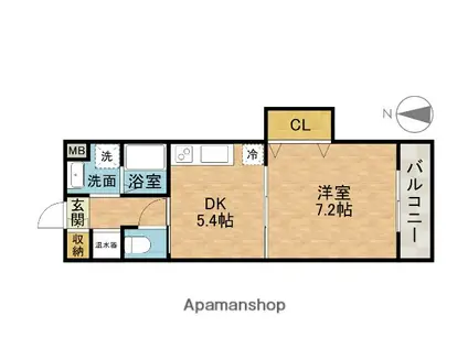 リベルタ・ヴィータ(1DK/1階)の間取り写真