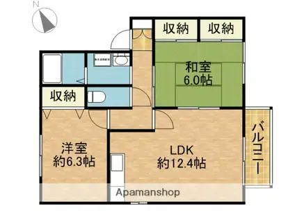 カサブランカ(2LDK/1階)の間取り写真