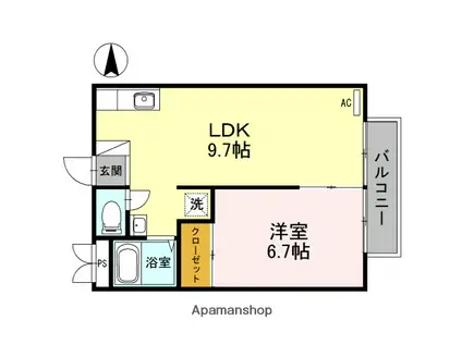 松下ハイツ(1LDK/2階)の間取り写真
