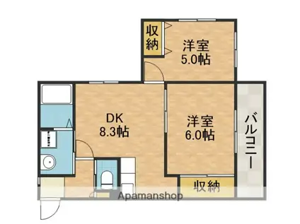 カーザエスペランサ(2DK/3階)の間取り写真