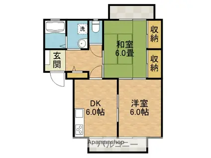 ディアス西真上A棟(2DK/2階)の間取り写真