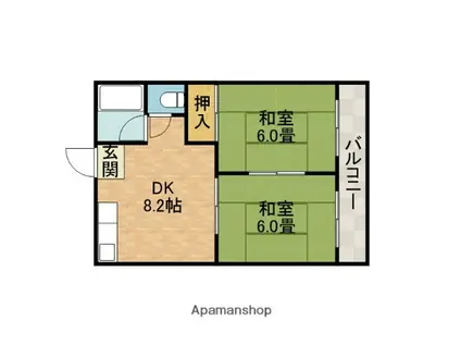 レジデンス西田A棟(2DK/2階)の間取り写真