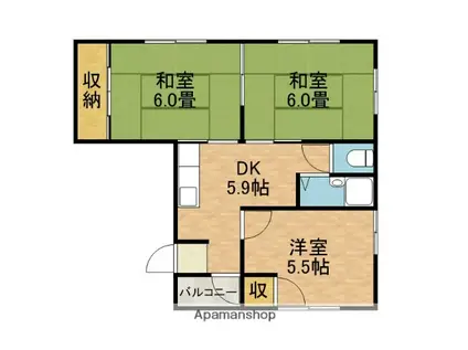 川添ロイヤルハイツ(3DK/3階)の間取り写真