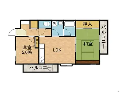 サンハイツキャッスル(2LDK/2階)の間取り写真