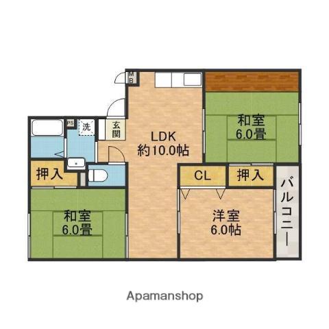 トリヴァンベール桜井(3LDK/1階)の間取り写真