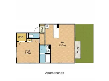 トワヴェール(1LDK/1階)の間取り写真