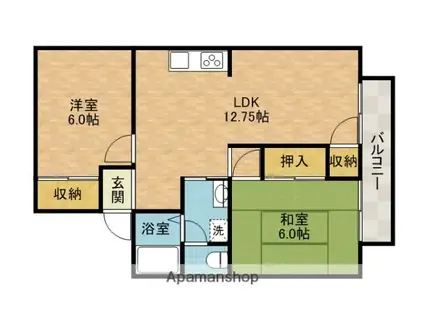 メゾンアサヒⅠ(2LDK/1階)の間取り写真