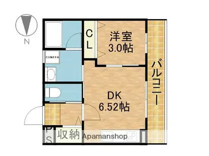 インペリアル京口(1DK/1階)の間取り写真