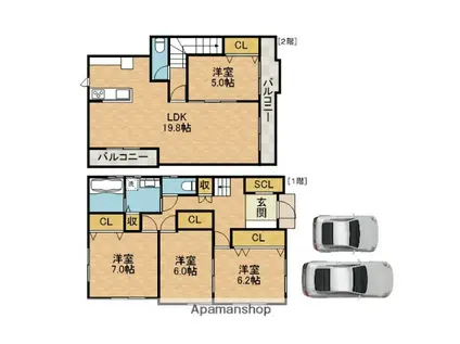 阪急電鉄京都線 富田駅(大阪) 徒歩25分 3階建 築1年(4LDK)の間取り写真