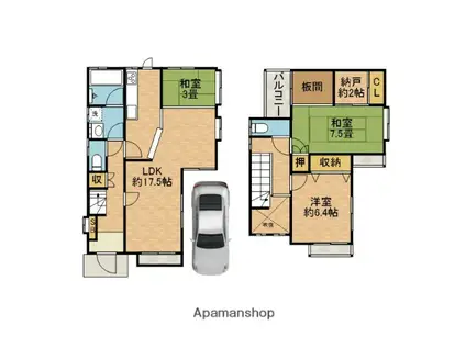 阪急電鉄京都線 高槻市駅 バス乗車時間:12分 芝生西口バス停で下車 徒歩6分 2階建 築40年(3SLDK)の間取り写真