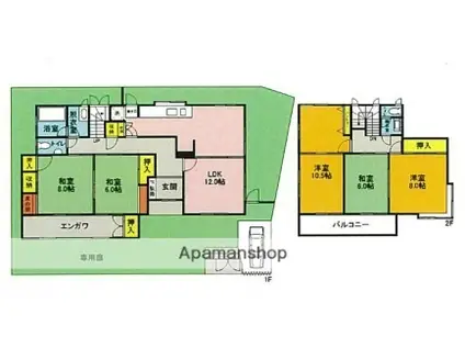 阪急電鉄京都線 上牧駅(大阪) 徒歩10分 2階建 築39年(5LDK)の間取り写真