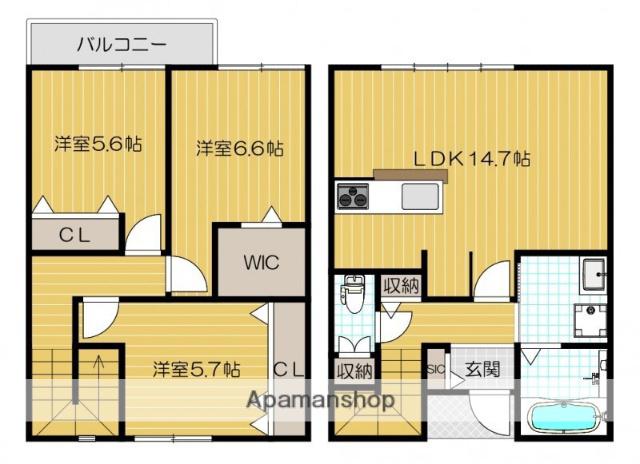 メゾネット別所B(3LDK)の間取り写真