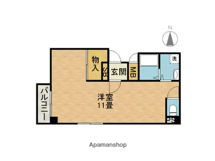 ミル・コリーヌ(ワンルーム/3階)の間取り写真