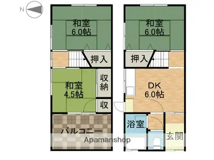 寺川貸家2戸1(3DK)の間取り写真