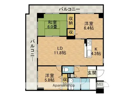 HALE LAULES(3LDK/1階)の間取り写真