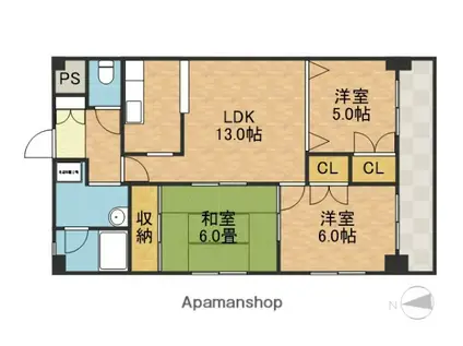 ヌーヴェレールⅢ(3LDK/5階)の間取り写真